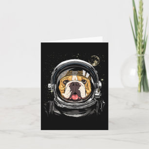 Space Astronaut American Bulldog Galaxy Astronomy Card