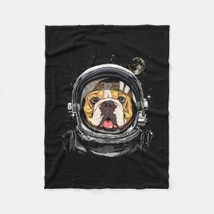 Space Astronaut American Bulldog Galaxy Astronomy Fleece Blanket