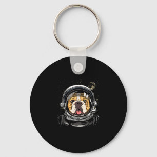 Space Astronaut American Bulldog Galaxy Astronomy Key Ring