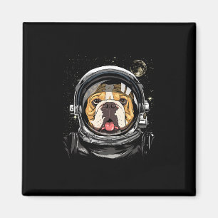 Space Astronaut American Bulldog Galaxy Astronomy Magnet