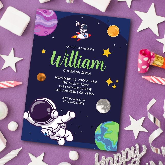 Space Astronaut Any Age Birthday Party Invitation (Space Astronaut Any Age Birthday Party Invitation)