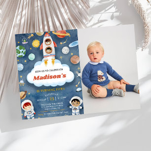 Space Astronaut Any Age Birthday Party Photo  Invitation