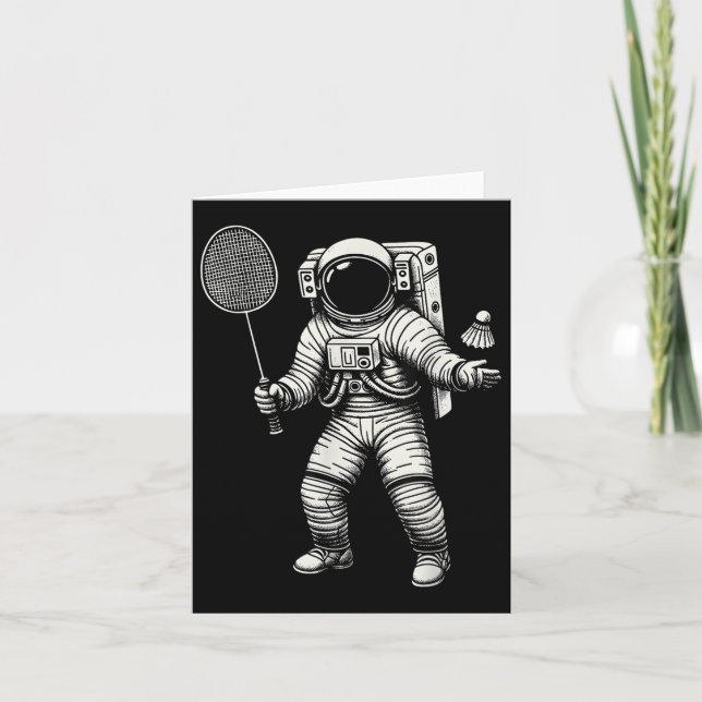 Space Astronaut Badminton Player Shuttle Sport _7  Card (Front)