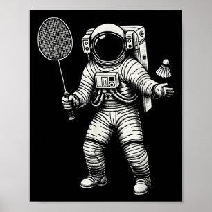 Space Astronaut Badminton Player Shuttle Sport _7  Poster