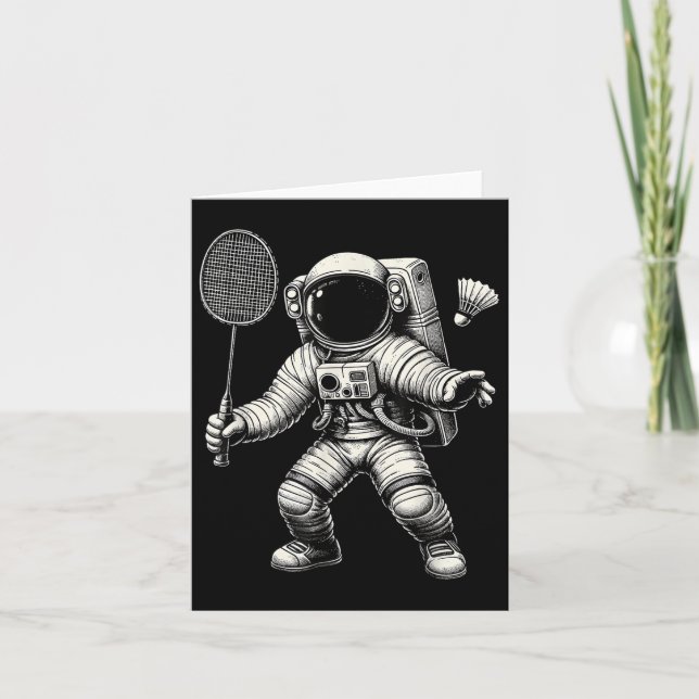 Space Astronaut Badminton Player Shuttle Sport  Card (Front)