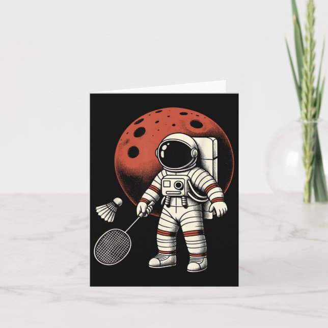 Space Astronaut Badminton Player Shuttle Sport  Card (Front)