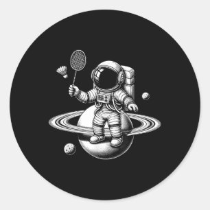 Space Astronaut Badminton Player Shuttle Sport  Classic Round Sticker