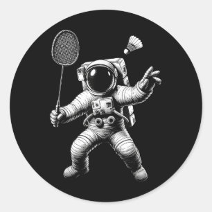 Space Astronaut Badminton Player Shuttle Sport  Classic Round Sticker
