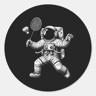 Space Astronaut Badminton Player Shuttle Sport Classic Round Sticker