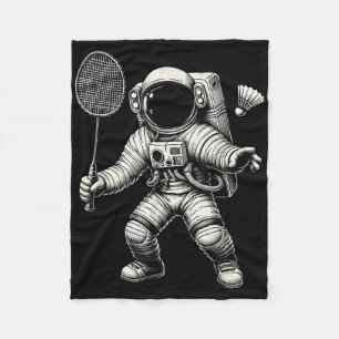 Space Astronaut Badminton Player Shuttle Sport  Fleece Blanket