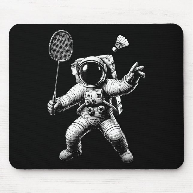 Space Astronaut Badminton Player Shuttle Sport  Mouse Pad (Front)