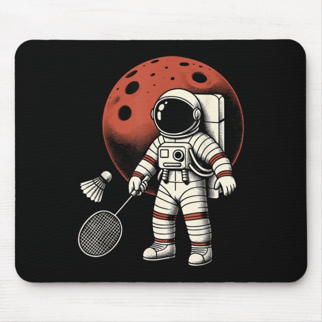 Space Astronaut Badminton Player Shuttle Sport  Mouse Pad (Front)