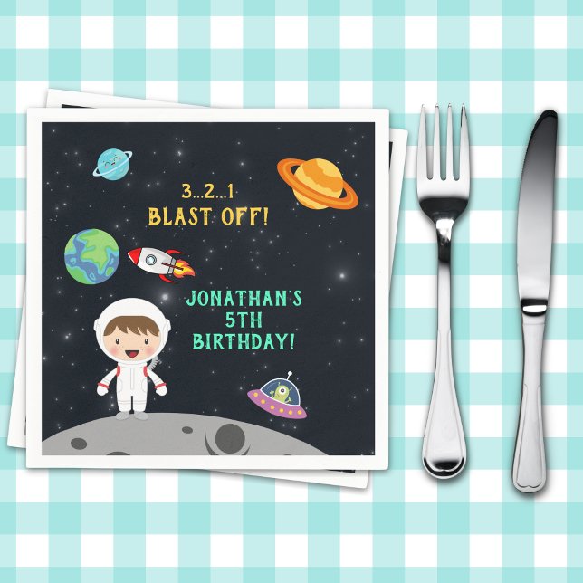 Space Astronaut Birthday Party-Blast Off Design" Napkin (Creator Uploaded)