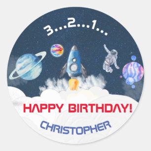 Space Astronaut Birthday party   Classic Round Sticker