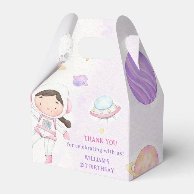 Space Astronaut Birthday Party Favour Box (Front Side)