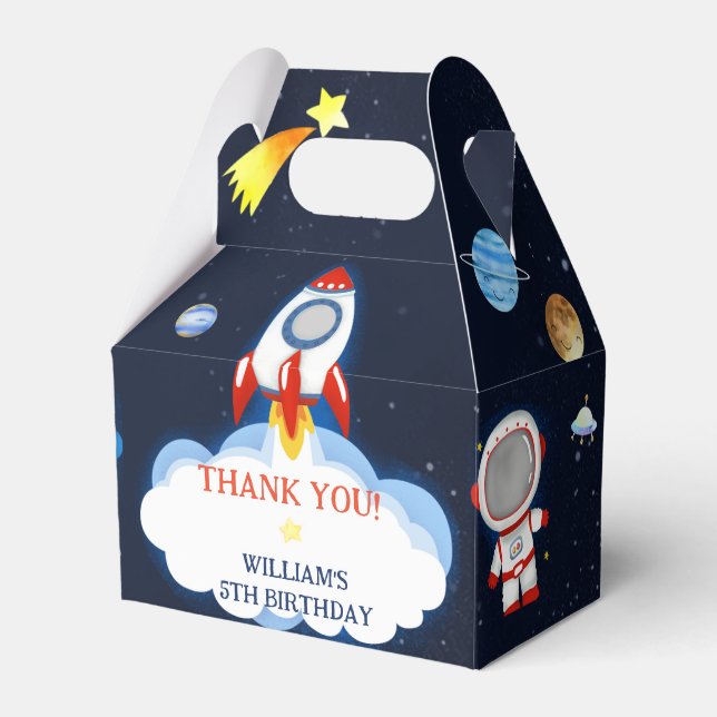 Space Astronaut Birthday Party Favour Box (Front Side)