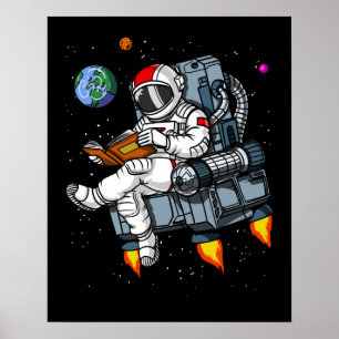 Space Astronaut Book Reading Nerd Cosmic Poster