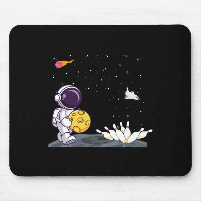 Space Astronaut Bowling Shirt Funny Bowler In Oute Mouse Pad (Front)