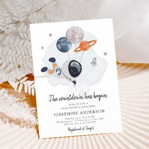 Space Astronaut Boy Baby Shower Invitation