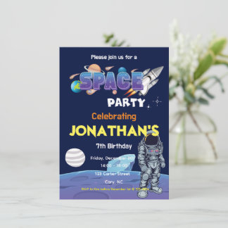 Space Astronaut Boys Birthday Party Invitation