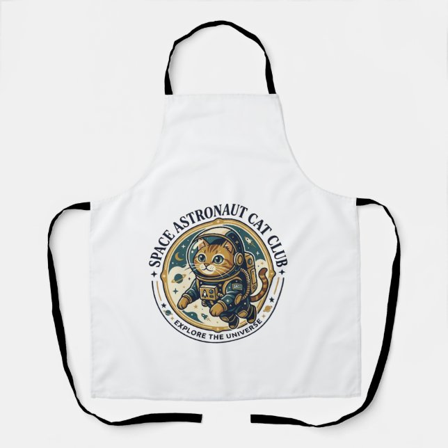 Space Astronaut Cat Cat Dad Gift Idea - Space Astr Apron (Front)