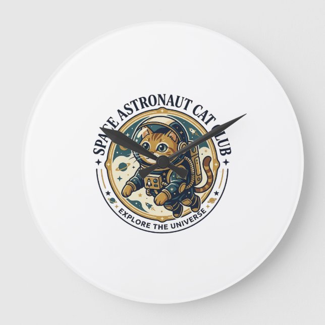Space Astronaut Cat Cat Dad Gift Idea - Space Astr Large Clock (Front)