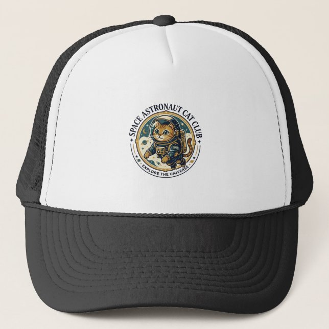 Space Astronaut Cat Cat Dad Gift Idea - Space Astr Trucker Hat (Front)
