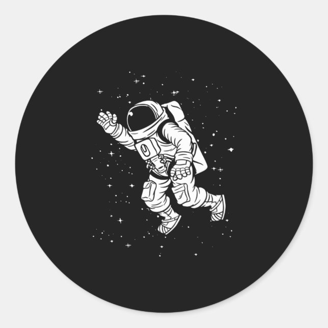 SPACE ASTRONAUT CLASSIC ROUND STICKER (Front)