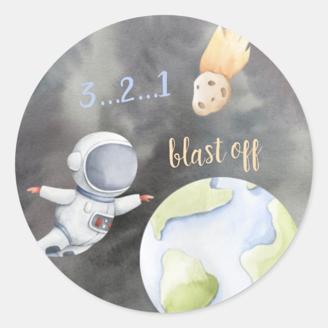 Space Astronaut Cupcake Topper Classic Round Stick Classic Round Sticker (Front)