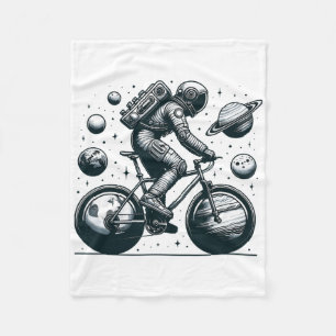 Space Astronaut Cycling For Bicycle Enthusiast And Fleece Blanket