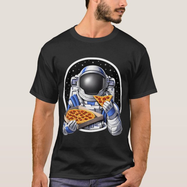 Space Astronaut Eating Pizza T-Shirt (Front)