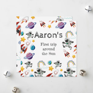 Space Astronaut First Birthday Party Invitation