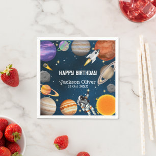 Space Astronaut First Birthday Party Napkin