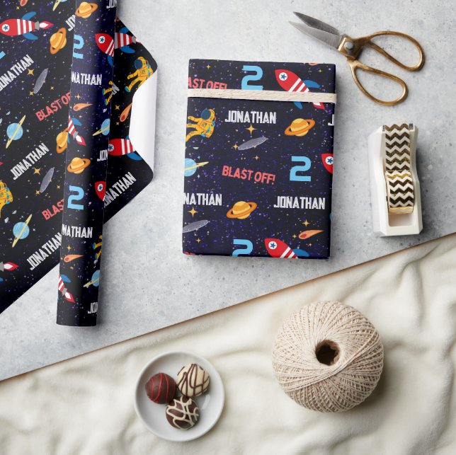 Space Astronaut First Birthday Party Wrapping Paper (Crafts)