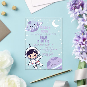Space Astronaut for Boys  Galaxy Outer Space Party Acrylic Invitations