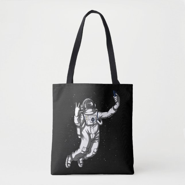 Space Astronaut Funny Selfie Cosmic Galaxy Tote Bag (Front)