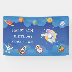 Space Astronaut galaxy planets Birthday Party  Banner