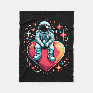 Space Astronaut Heart Lloon Valentine's Day Valent Fleece Blanket