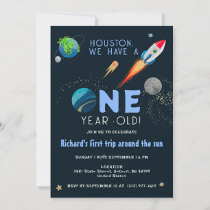 Space Astronaut Kids Colourful Fun Birthday Party Invitation