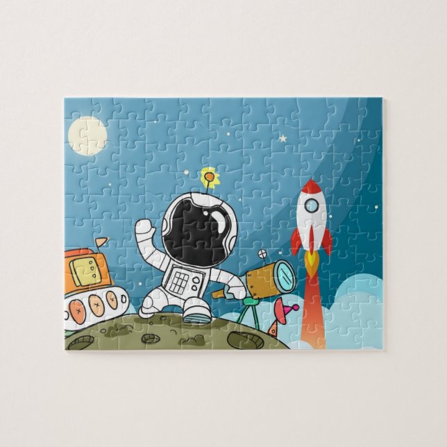 Space Astronaut Kids Puzzle, Kids Personalised Jigsaw Puzzle (Horizontal)