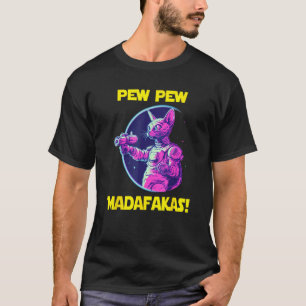 Space Astronaut Pew Madafakas Cornish Rex Cat T-Shirt