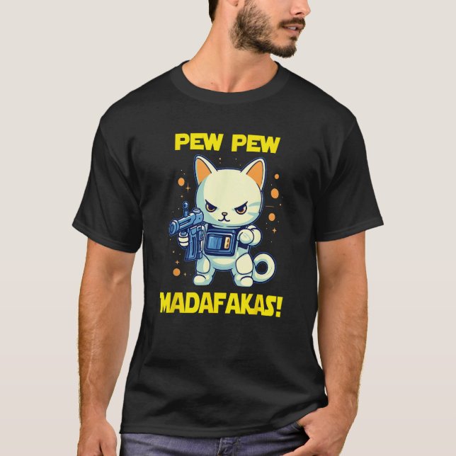Space Astronaut Pew Madafakas Maneki Neko Cat 1 T-Shirt (Front)