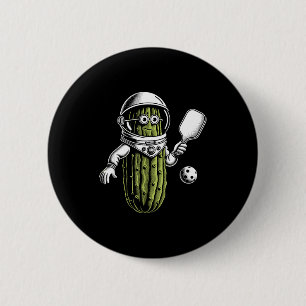 Space astronaut pickle playing pickleball pickle 6 cm round badge