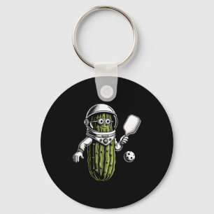 Space astronaut pickle playing pickleball pickle key ring