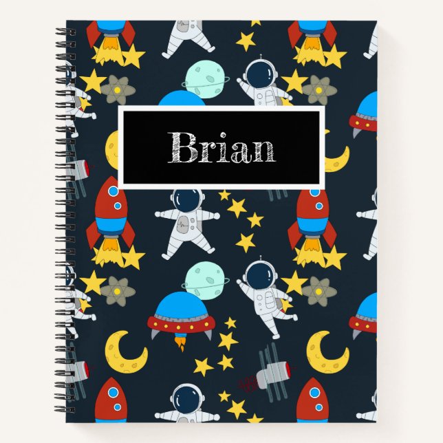 Space Astronaut Planet Personalised  Notebook (Front)