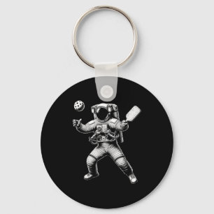 Space astronaut playing pickleball for pickle ball key ring