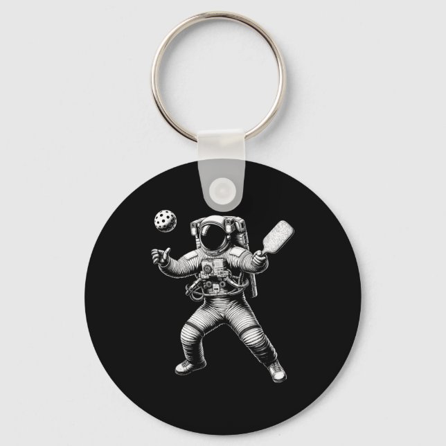 Space astronaut playing pickleball for pickle ball key ring (Front)