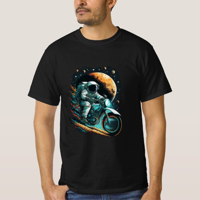 space astronaut ride to bike t-shirt design (Front)