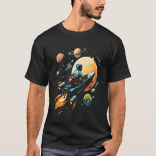 Space Astronaut Riding Dinosaur T-Rex Astronomy Sp T-Shirt