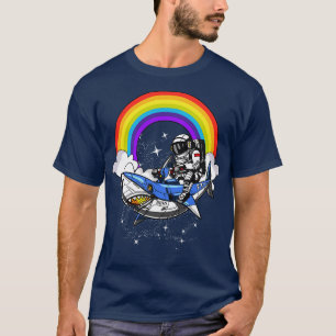 Space Astronaut Riding Shark T-Shirt